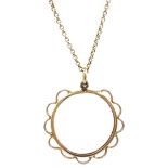 9ct gold chain necklace with coin mount, hallmarked, approx 3.