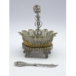 Greek silver filigree basket with parcel gilt decoration and floral loop handle H 18cms and a