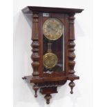 19th century walnut and beech Vienna wall clock,