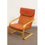 Ikea 'Poang' chair with loose cushion upholstered in orange Condition Report & Further