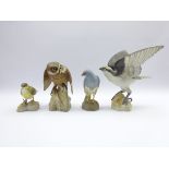 Four Spode birds comprising Little Owl, H22cm, Osprey,