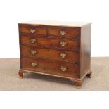 George III mahogany chest, two short and three long drawers, on ogee bracket feet, W106cm, H92cm,