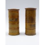 Two 19th century turned spice towers, with four compartments, in beech and sycamore,