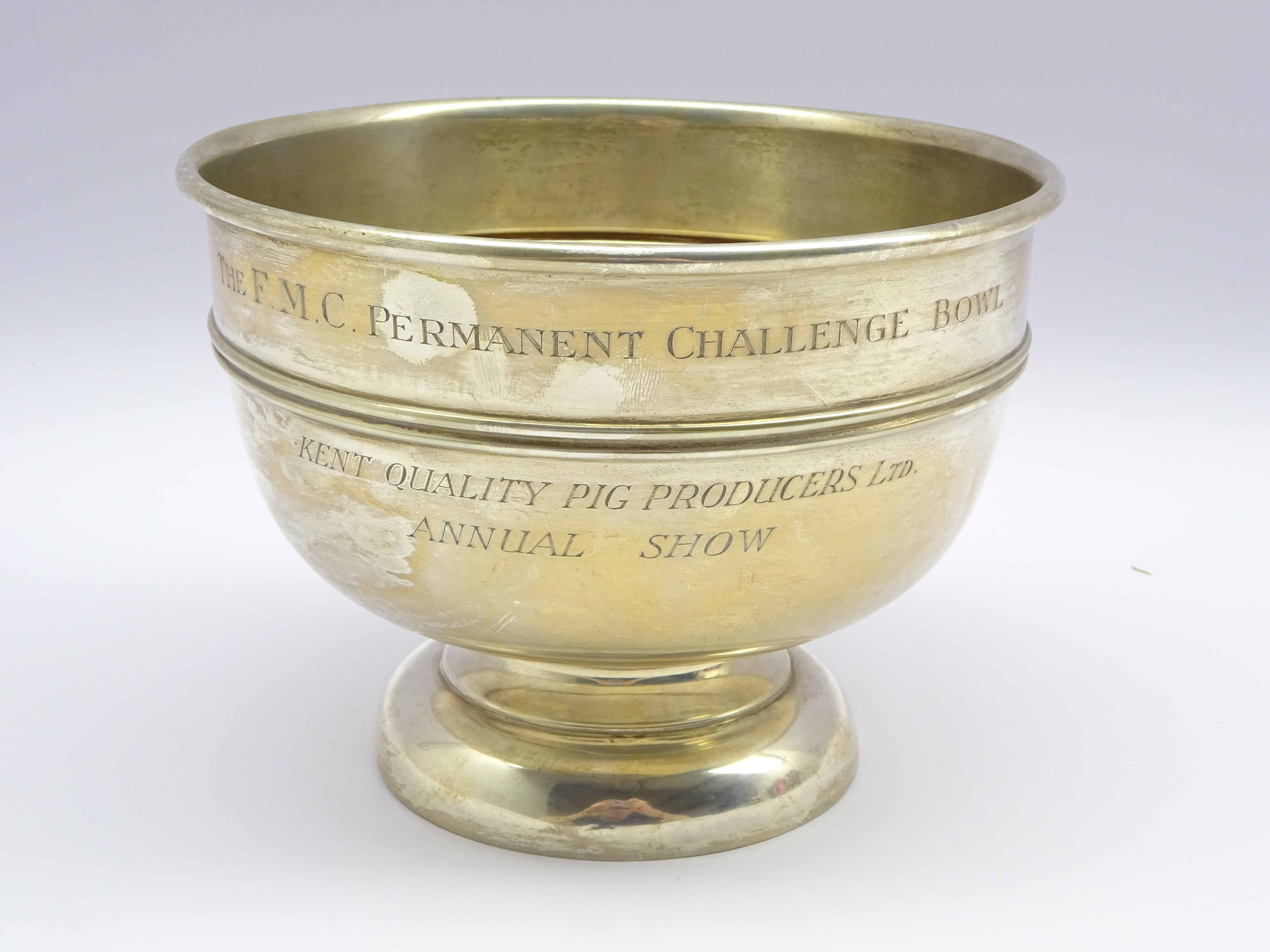 'The FMC Challenge Bowl' - A rose bowl on a pedestal foot Birmingham 1909 18cms Diam 11.