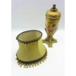 20th century porcelain table lamp of ovoid form hand painted with Chrysanthemums,
