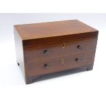 Early miniature mahogany and boxwood strung chest,