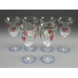 Set of six Orrefors wine glass in the 'Maja' pattern, designed by Eva Englund,