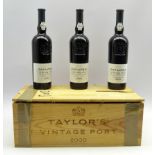 Case of three bottles of Taylors 2000 vintage port,
