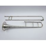 Silver plated Trombone with engraved decoration,