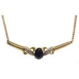 9ct gold sapphire and diamond necklace,