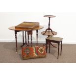 Circular mahogany tripod table, Victorian walnut drop leaf Sutherland table,