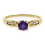 9ct gold amethyst and cubic zirconia ring,