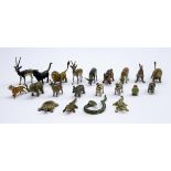 Collection of Austrian cold painted bronze miniature animals including Antelope, Snake, Lizard,