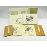 Three albums of paintings, Meiji period, comprising an album of fish, shellfish and plants,
