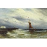 Gustav De Breanski (British 1856-1898): Fishing Boat Coming into Harbour,
