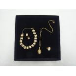 9ct gold cameo bracelet, ring, ear-rings and necklace,