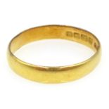 22ct gold wedding band, hallmarked, approx 2.