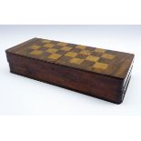 Victorian mahogany folding games board with rosewood and boxwood inlay,