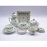 Herend 'Cornflower Garland' coffee ware comprising two cups and saucers, hot water pot, cream jug,