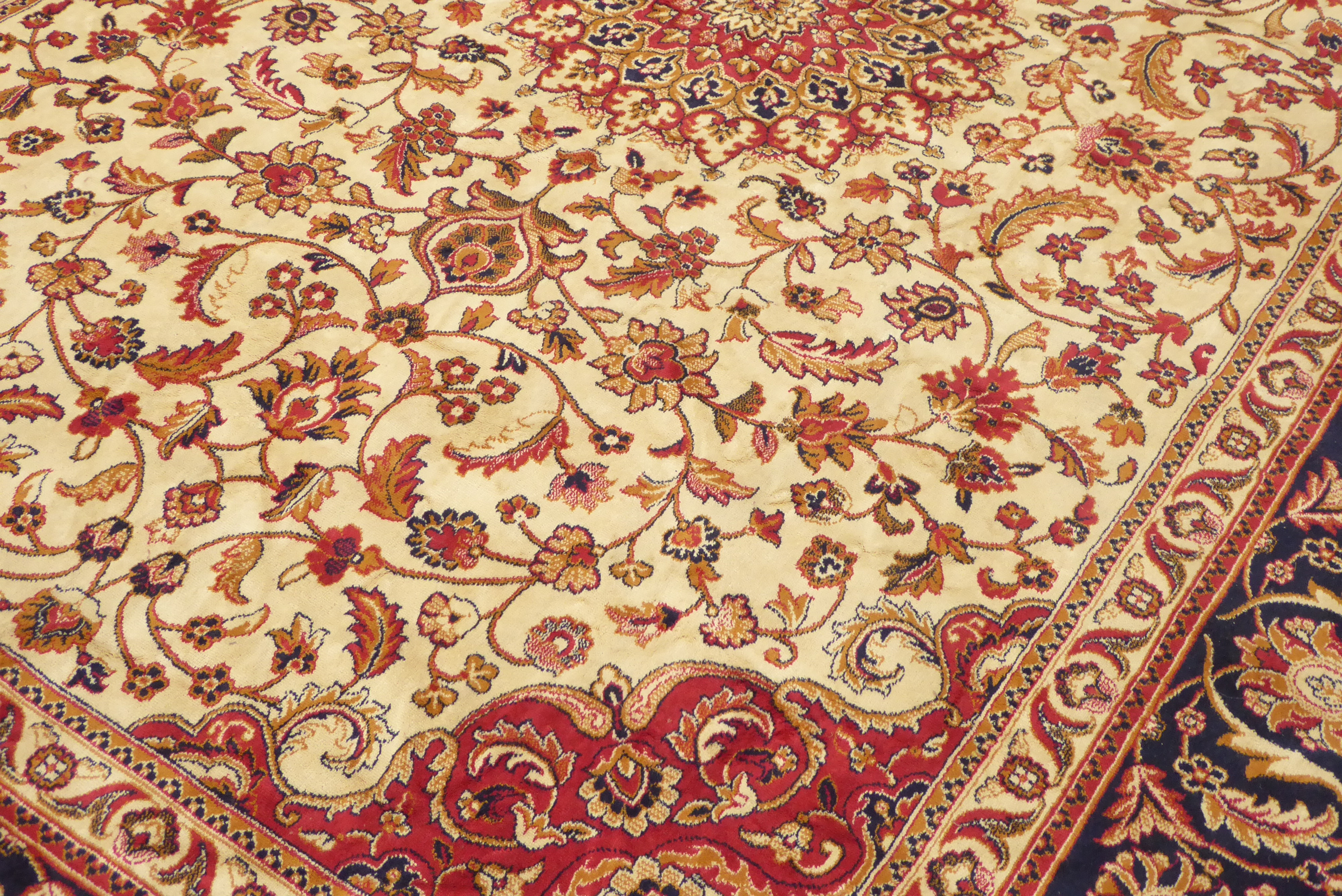 Persian Kashan design beige ground rug/wall hanging, - Image 2 of 3