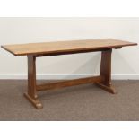 Craftsman made oak rectangular adzed top dining table,