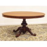 Victorian mahogany loo table, oval tilt top,