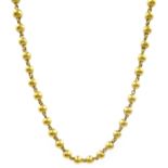 18ct gold (tested) ball chain necklace, approx 11.