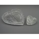 Waterford crystal heart shaped dish and box & cover,