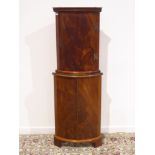 Reproduction figured mahogany wall hanging corner cupboard (W51cm, H67cm),