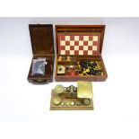 Set of brass postal scales and weights by S. Mordan & Co.