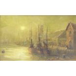 R Pearson (19th/early 20th century): Busy Dockland Scene,