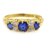 Sapphire and diamond ring, stamped 18c Condition Report & Further Details Approx 3.