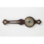 19th century rosewood wheel mercury barometer, with damp/dry and thermometer, signed 'Schweres,
