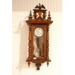 Early 20th century walnut cased Vienna style wall clock,