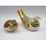 Two Royal Crown Derby paperweights 'Turtle Dove' and 'Dappled Quail',