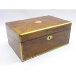 Victorian walnut brass bound writing slope with gilded borders,
