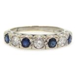 18ct white gold (tested) sapphire and diamond half eternity ring Condition Report &