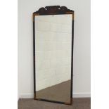 Early 20th century full height wall mirror in black and gold Chinoiserie decorated frame, H174cm,
