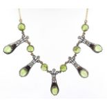 Peridot and diamond gold and silver-gilt necklace,