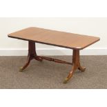 Regency style coffee table, rectangular moulded top, splayed supports, carved with Acorn,