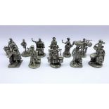 Set of twelve Fine Pewter figures including The Rabbit Man, The Muffin Man, The Strawberry Girl,