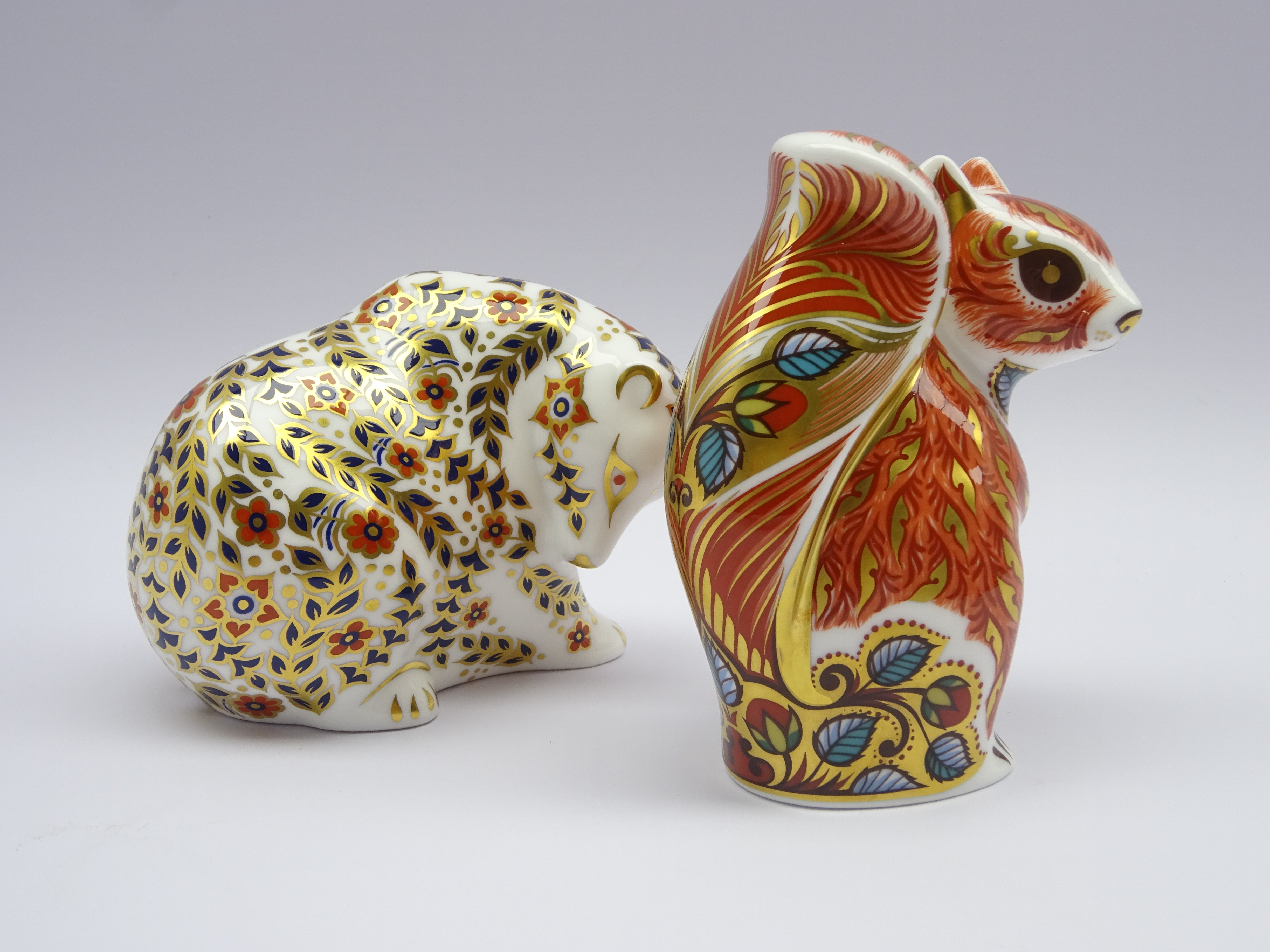 Two Royal Crown Derby paperweights 'Woodland Squirrel' and 'Russian Bear' both with gold stoppers - Image 2 of 2