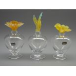 Three Daum glass perfume bottles,