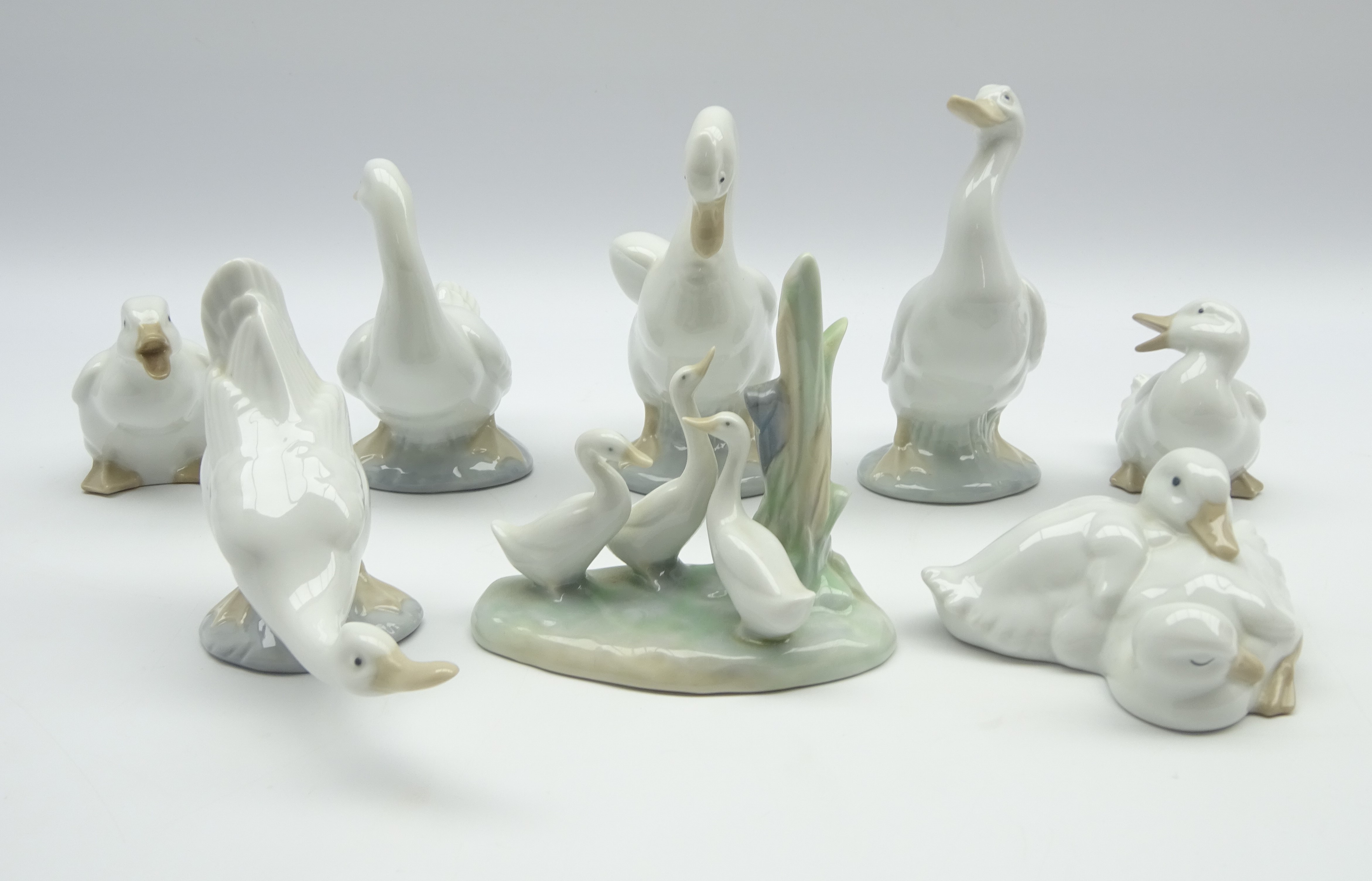 Eight Nao porcelain ducks,