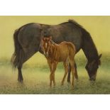 Ronald Spoors (British 1930-): Mare and Foal at Grass,