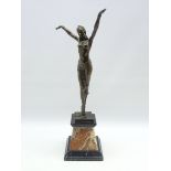 Art Deco style bronze figure of dancer after Dimitri Chiparus on marble plinth,
