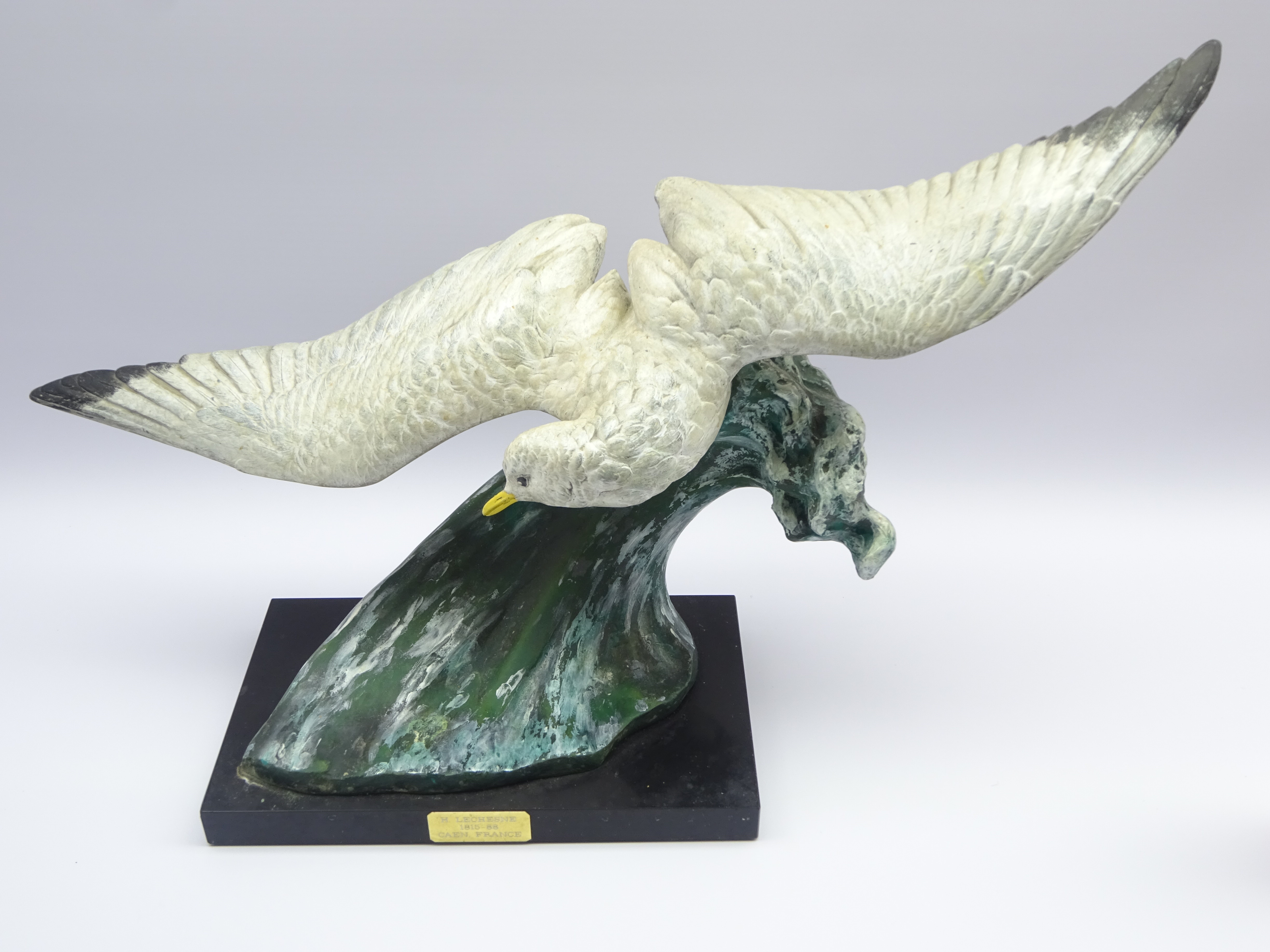 French painted spelter model of a seagull after H.