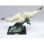 French painted spelter model of a seagull after H.
