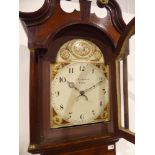 Early 19th century oak and mahogany banded longcase clock, trunk door inlaid with shell,