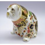 Royal Crown Derby paperweight 'Old Imari Bulldog' with gold stopper and box Condition
